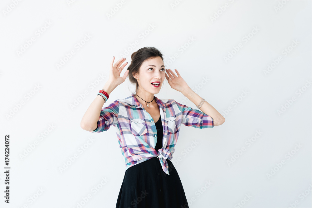 Surprised hipster girl studio shot Surprised hipster girl studio shot