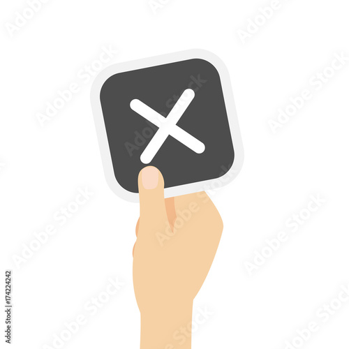Hand hält graue Karte - Kreuz