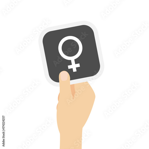 Hand hält graue Karte - Feminin