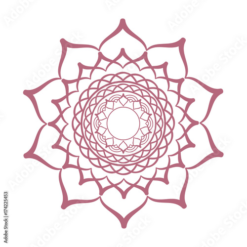 Mandala ornament. Round template. Decorative element  can be used for greeting card, wedding invitation, yoga poster, coloring book.. Doodle emblem.