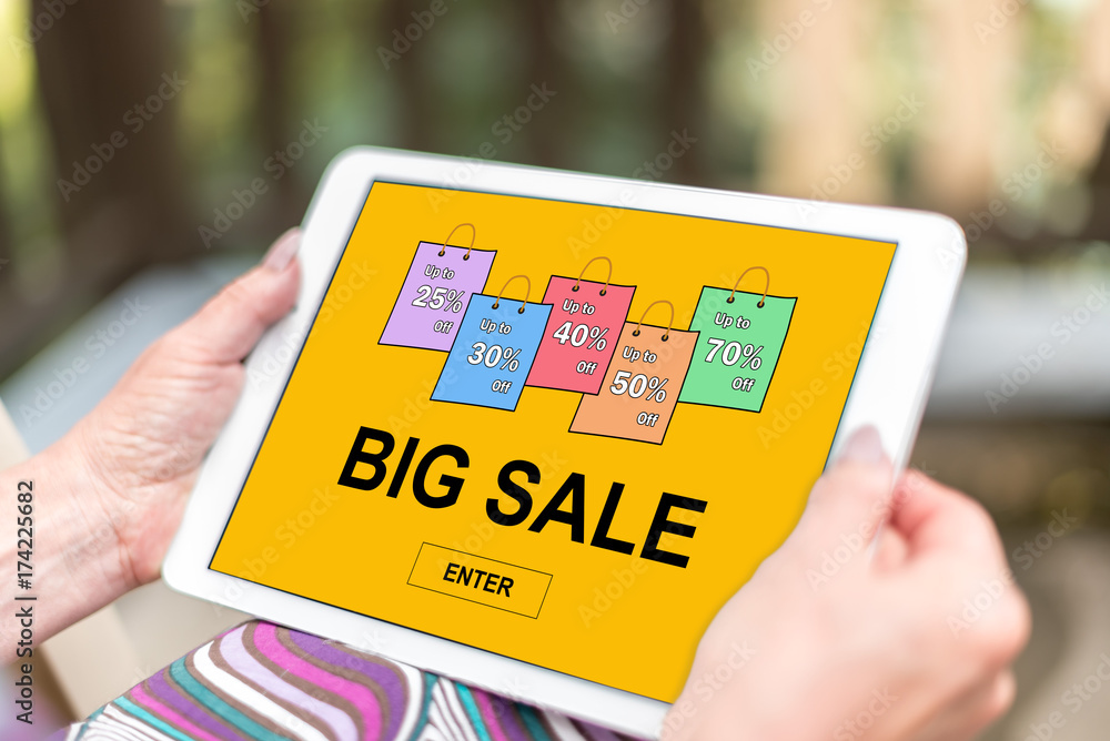 Big sale concept on a tablet Big sale concept on a tablet