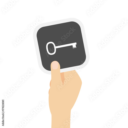 Hand hält graue Karte - Schlüssel