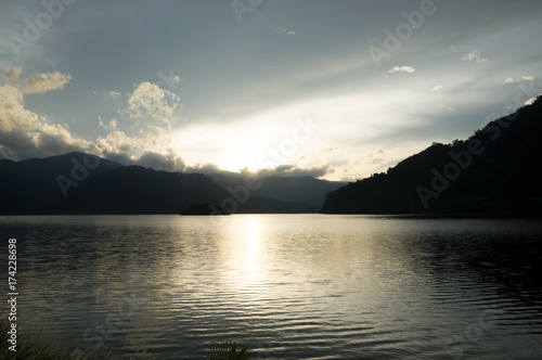 Sunset behind the dam