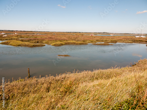 water river stream scene through country bright blue sunny day