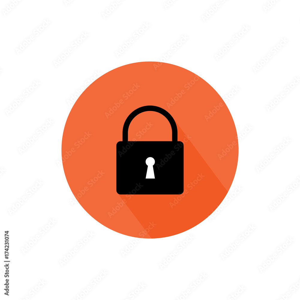 Padlock icon, long shadow Padlock icon, long shadow