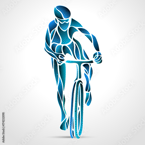 Abstract silhouette of bicyclist. Black bike cyclist logo