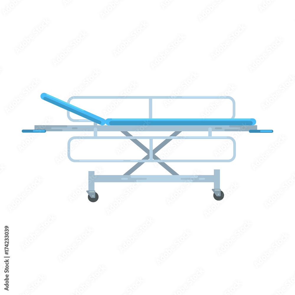 Adjustable mobile hospital bed , medical equipment vector Illustration
