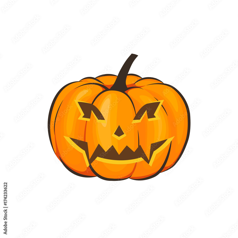 Halloween is isolated with a terrible pumpkin in a cartoon style on a white background. Vector Illustration on Halloween Celebration for your projects Halloween is isolated with a terrible pumpkin in a cartoon style on a white background. Vector Illustration on Halloween Celebration for your projects