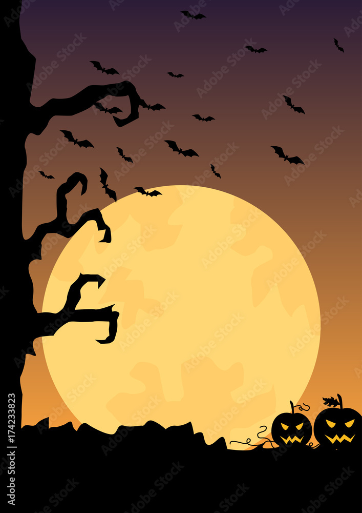 Halloween evening moon spooky poster