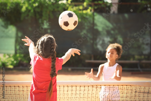 Cute children playing on sp...