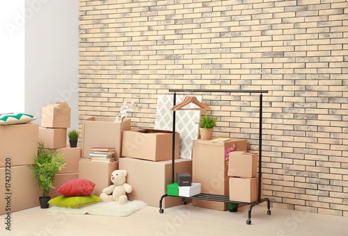 Moving boxes in light room