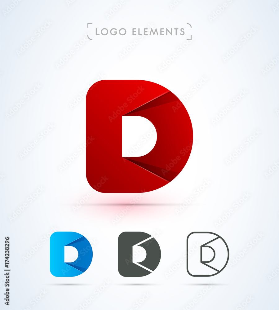 D letter vector logo. Material design, flat, line art style D letter vector logo. Material design, flat, line art style