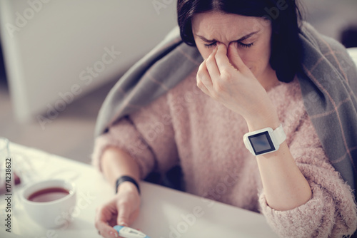 Nice young woman feeling not well