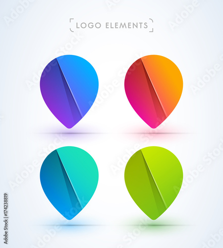 Pointer logo collection. Map pins set. Material design style