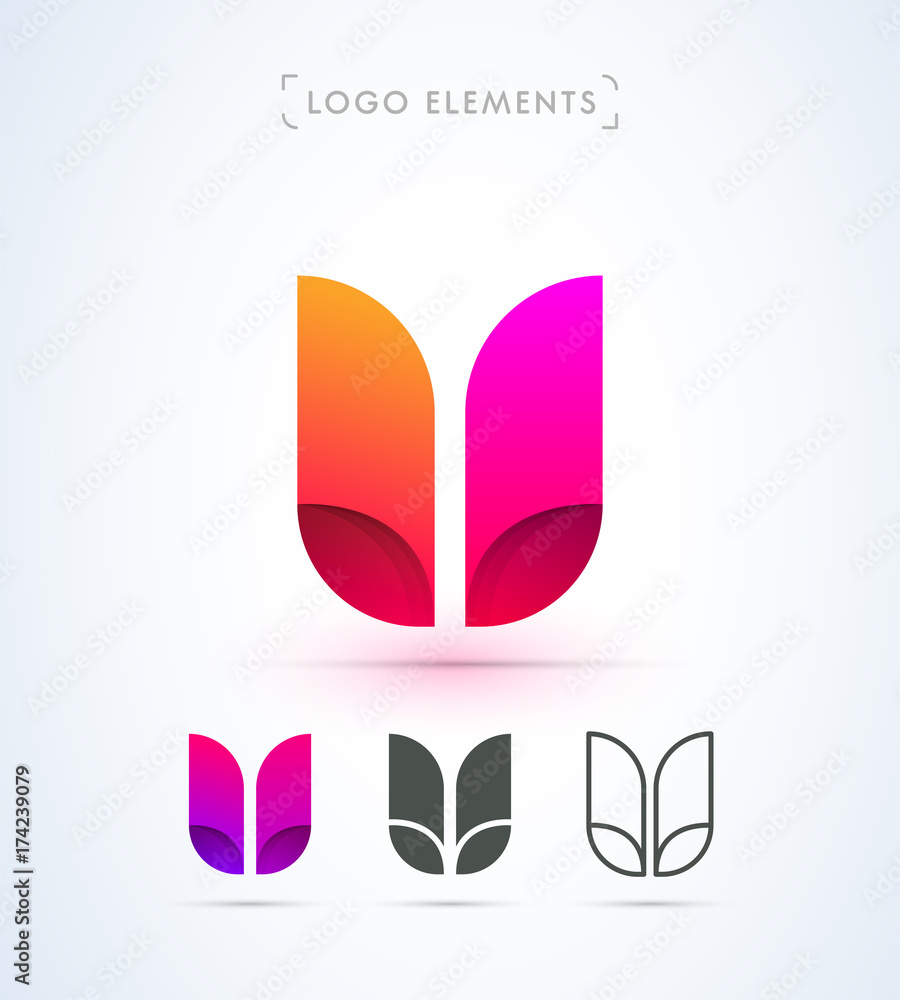 Vector abstract letter U logo template. Material design, flat, line art style Vector abstract letter U logo template. Material design, flat, line art style