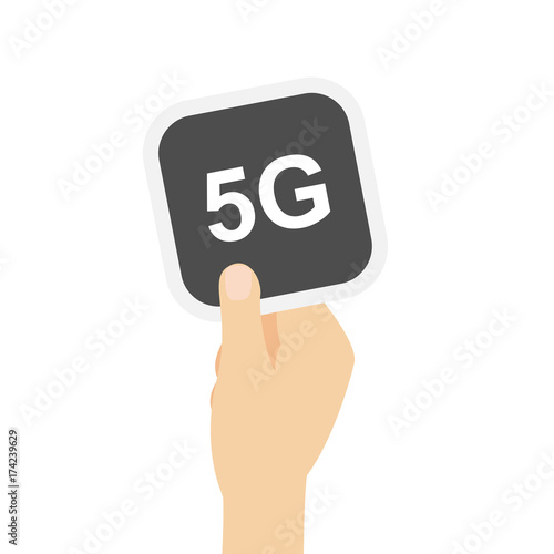 Hand hält graue Karte - 5G
