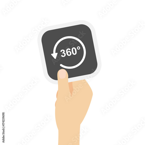 Hand hält graue Karte - 360 Grad - VR
