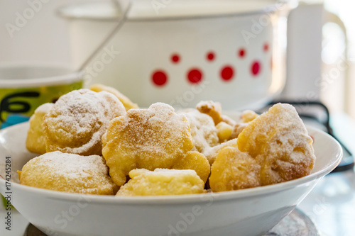 Close up of a bowl of buckets. Homemade breakfast. Concept of home coziness. photo