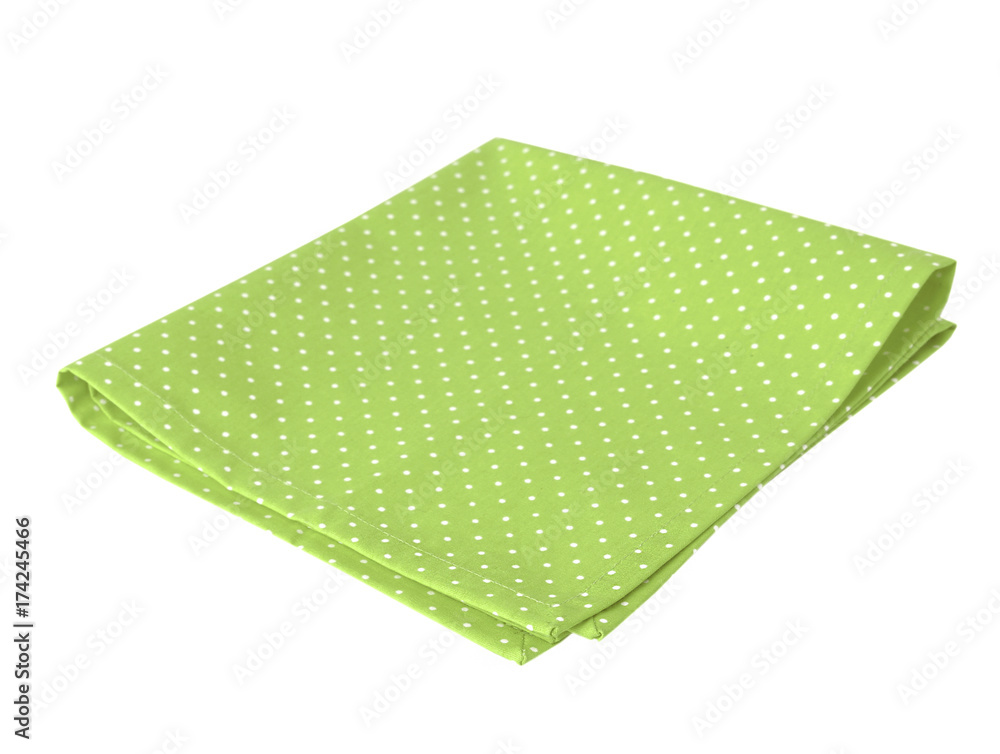 Green kitchen towel folded isolated. Green kitchen towel folded isolated.