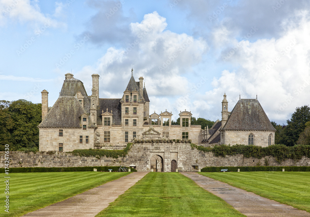 Kerjean Castle at Saint-Vougay, Brittany, France,