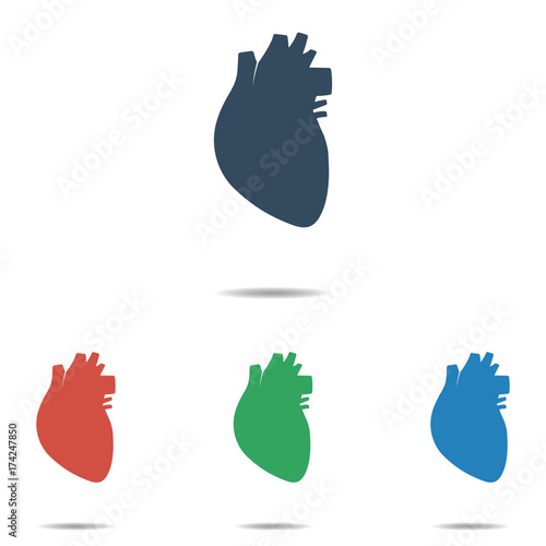 Human heart icon set - simple flat design isolated on white background, vector