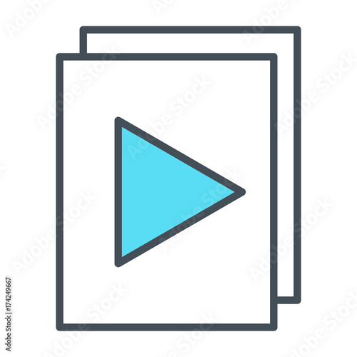 Audio or video files with plat button thin line icon. Vector