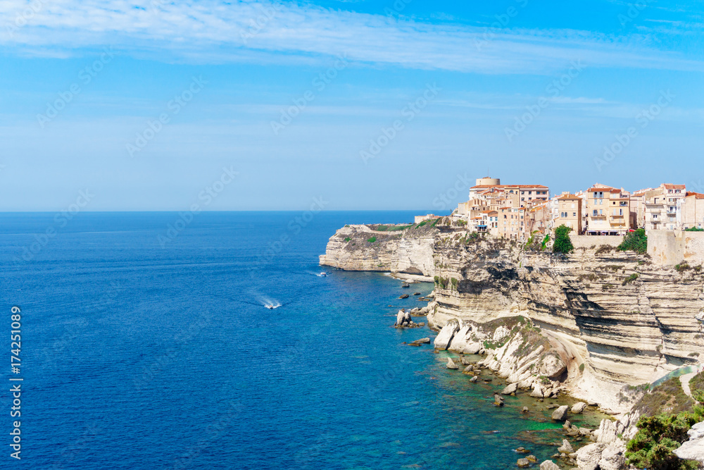 View of Bonifacio old town Corsica island France