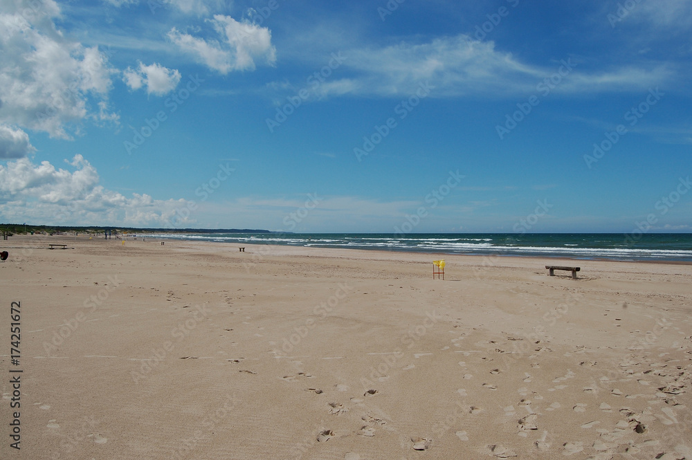 The beach on the Baltic sea in Ventspils, Latvia