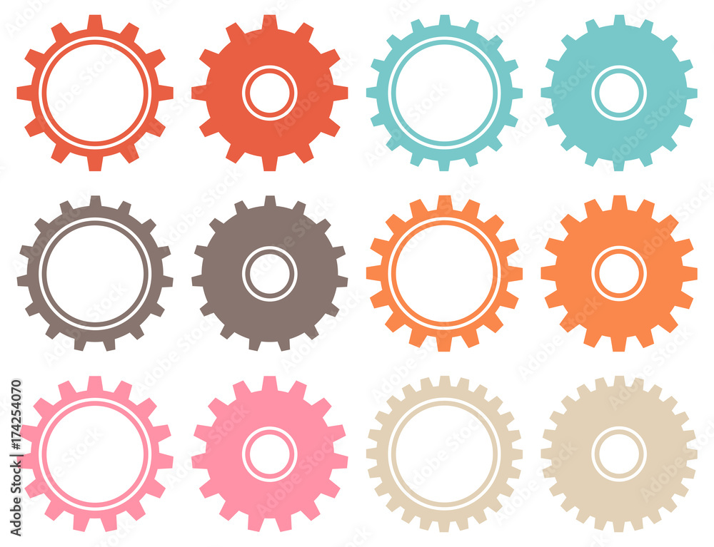 Gears Set Retro Graphic Gears Set Retro Graphic