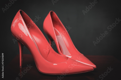 pink female shoes high heels