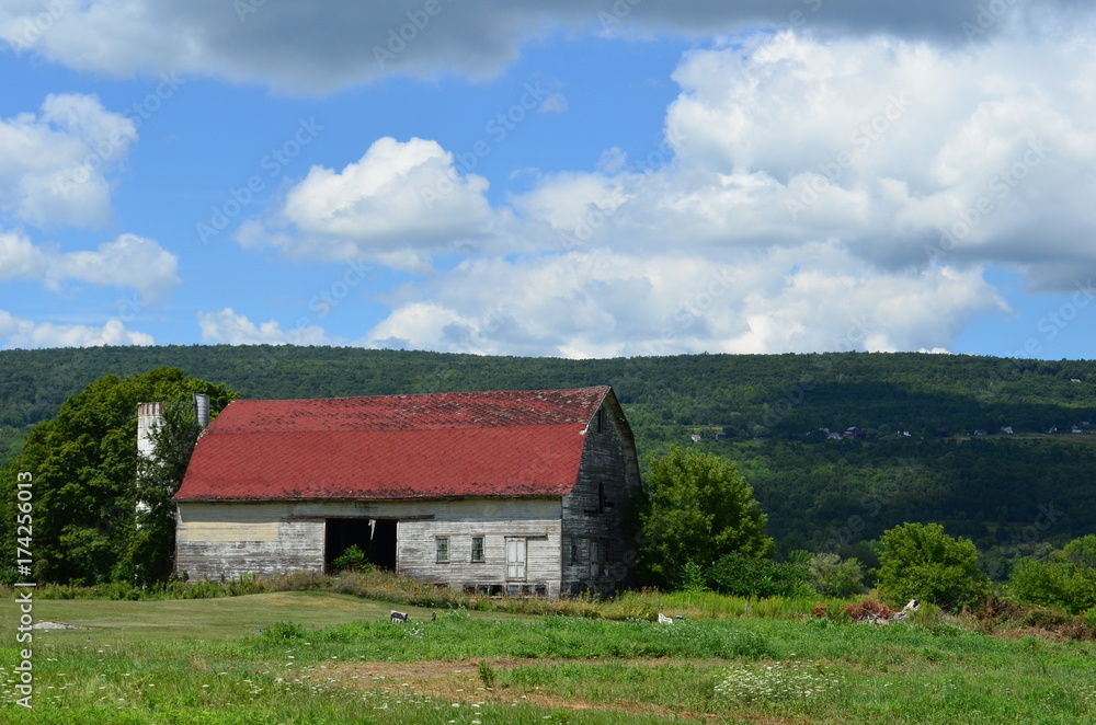 Beautiful old weathered barn on an upstate New York hillside in summer Beautiful old weathered barn on an upstate New York hillside in summer