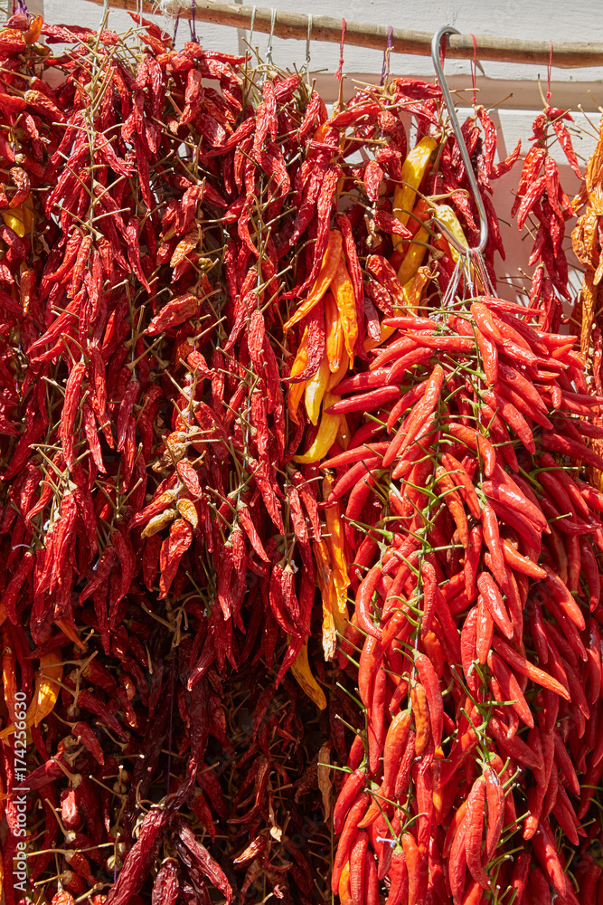 Naklejka premium A bunch of red chili peppers