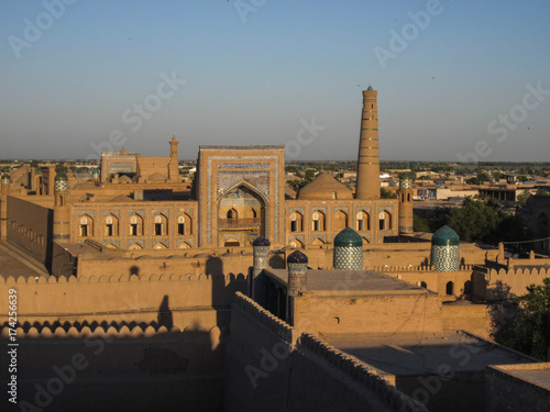 Beautiful uzbek blue tile architecture photo