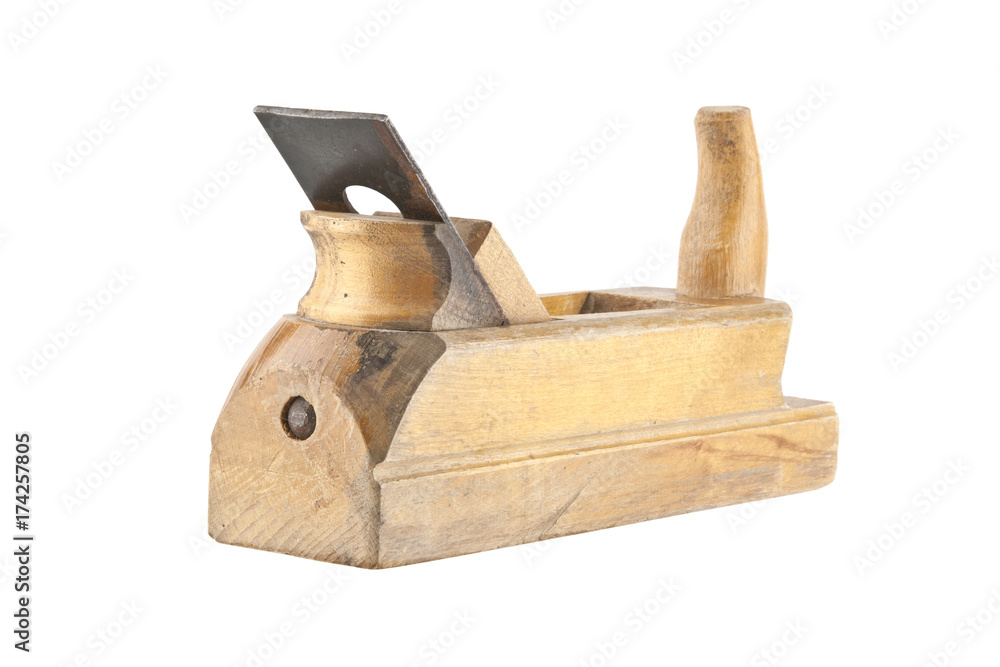 old wood planer isolated on white background old wood planer isolated on white background