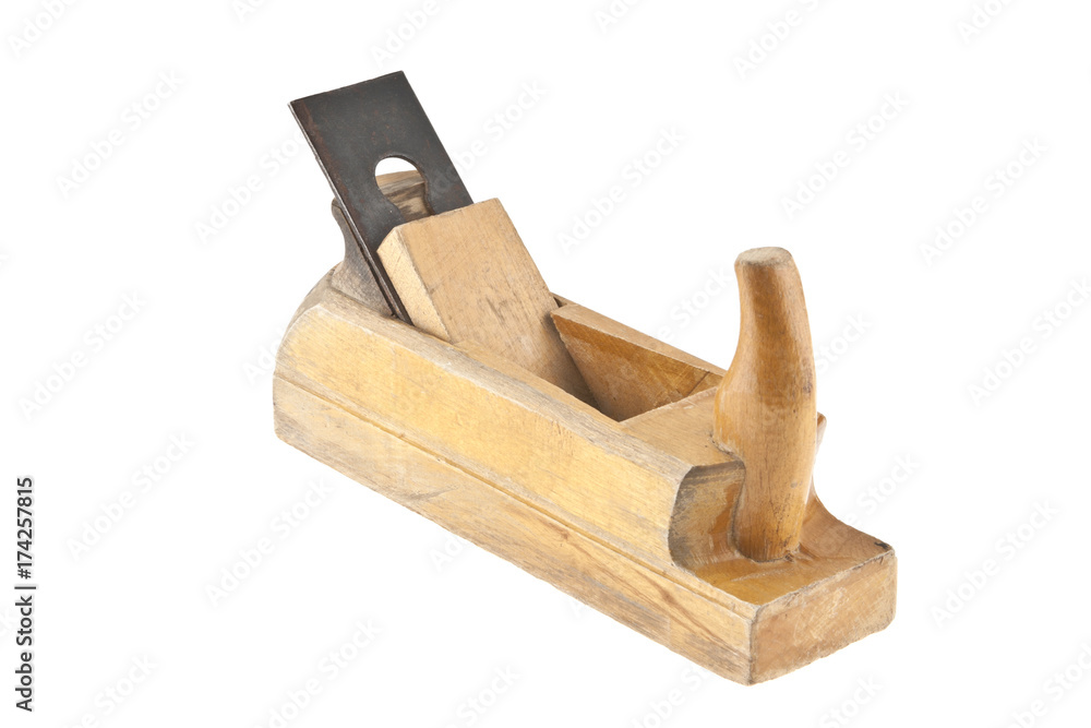 old wood planer isolated on white background old wood planer isolated on white background