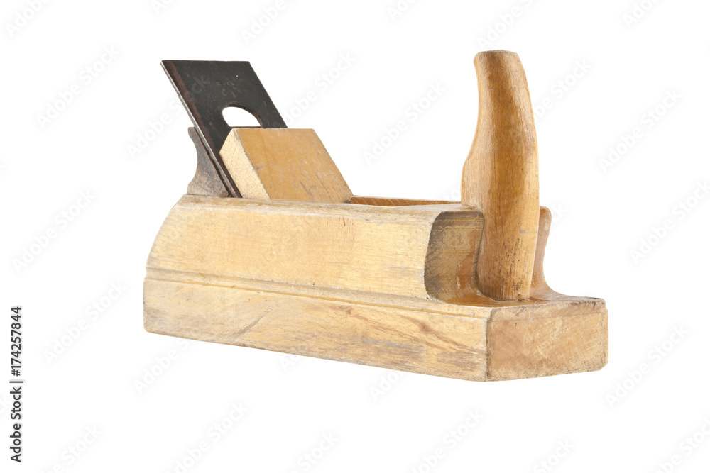 old wood planer isolated on white background old wood planer isolated on white background