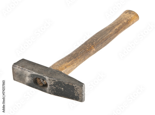 old hammer isolated on white background