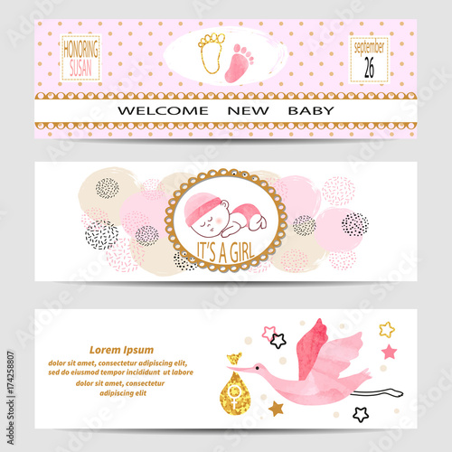 Baby shower girl banners se...