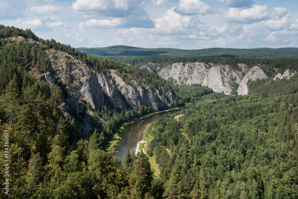 Fototapeta premium Valley of river Agidel with white rocks