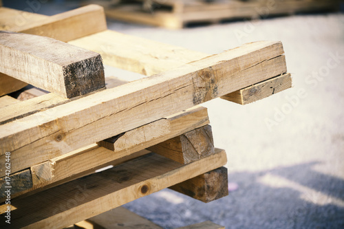 wooden palets on stack photo