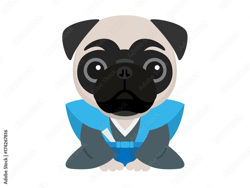 Naklejka premium 犬のイラスト（お正月Ver）
