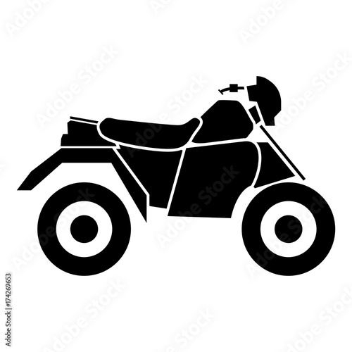 ATV motorcycle on four wheels black icon .