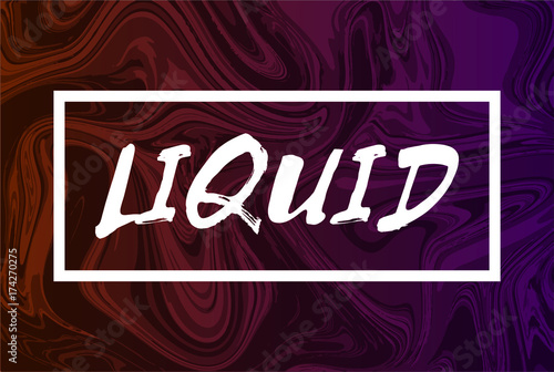 Abstract liquid background with text. Design trendy liquify cover. Orange and Purple color
