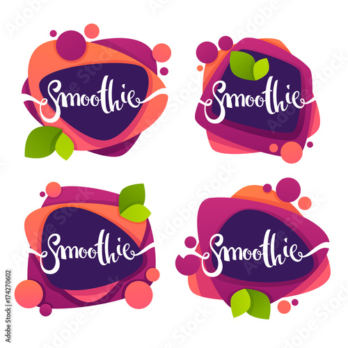 vector collection of bright and shine  stickers, emblems and banners for smoothie and juice