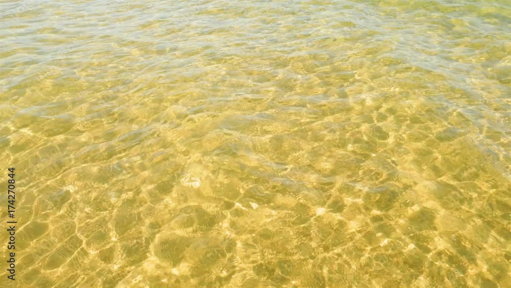 Sea background, seascape, ocean, nature background. Clean water, golden sand. Sea water surface texture. Panning shot of tidal bore. Sea background, seascape, ocean, nature background. Clean water, golden sand. Sea water surface texture. Panning shot of tidal bore.