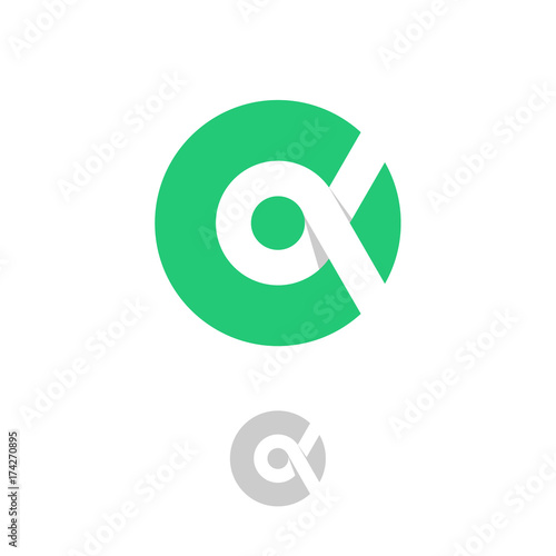 Alpha Logo. A emblem. Greek letter Alpha on circle on  a  white background.