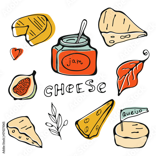 Hand drawn cheese collection