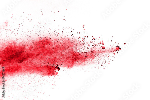 Bild auf Leinwand Red Color powder splash cloud isolated on white background
