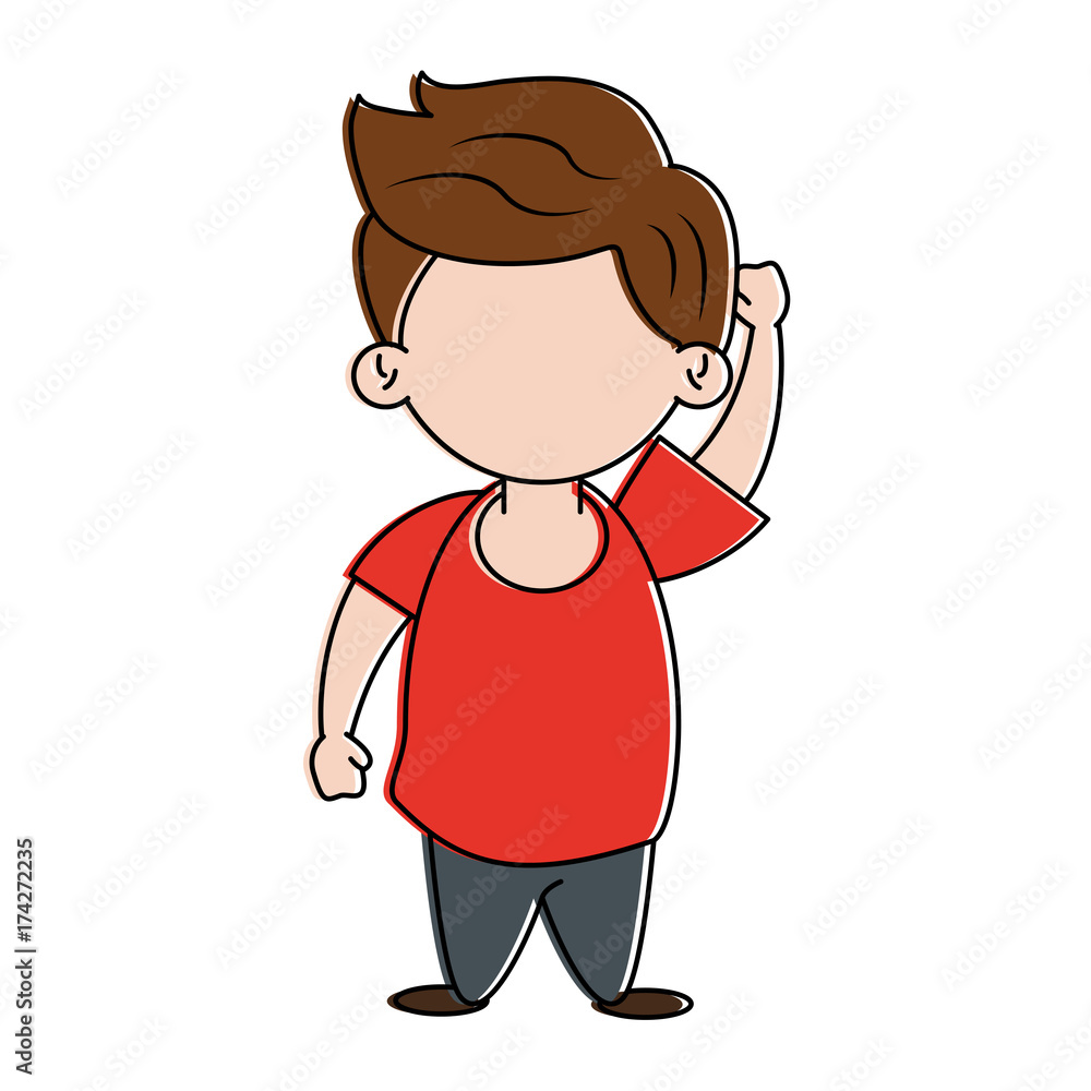 boy touching head avatar icon image vector illustration design 