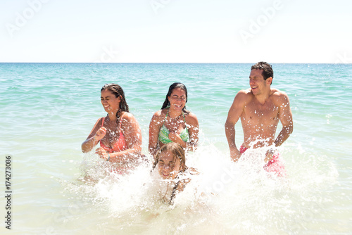 group of friends at the beach